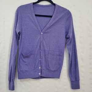 AMERICAN APPAREL Cotton Cardigan Purple Size XS